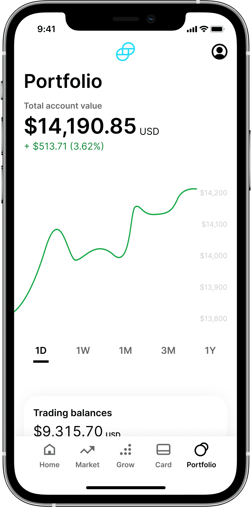 Aplicación móvil de Gemini Exchange